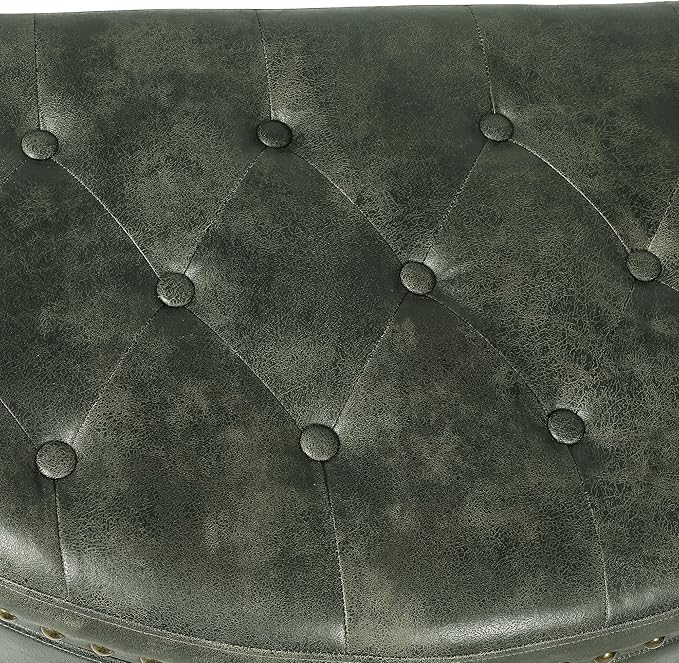Homebeez 43" Half Moon Storage Ottoman Bench, End of Bed Storage Chest with Nailhead Trim for Entryway Living Room, Dark Green