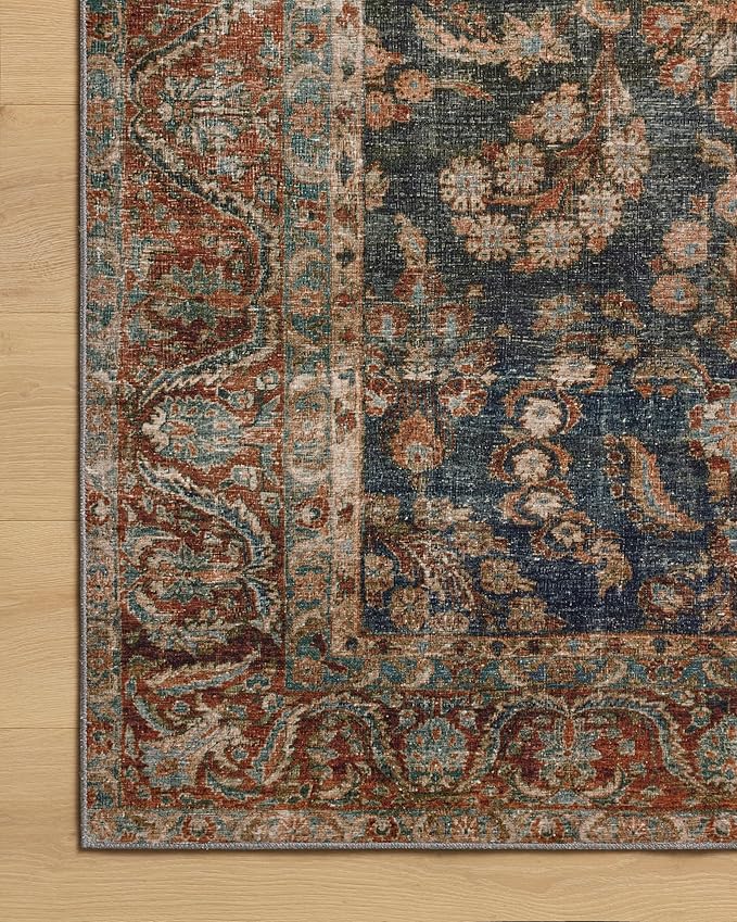 Loloi Chris Loves Julia Jules Collection JUL-10 Ocean/Spice 7'-6" x 9'-6", .13" Pile Height, Area Rug