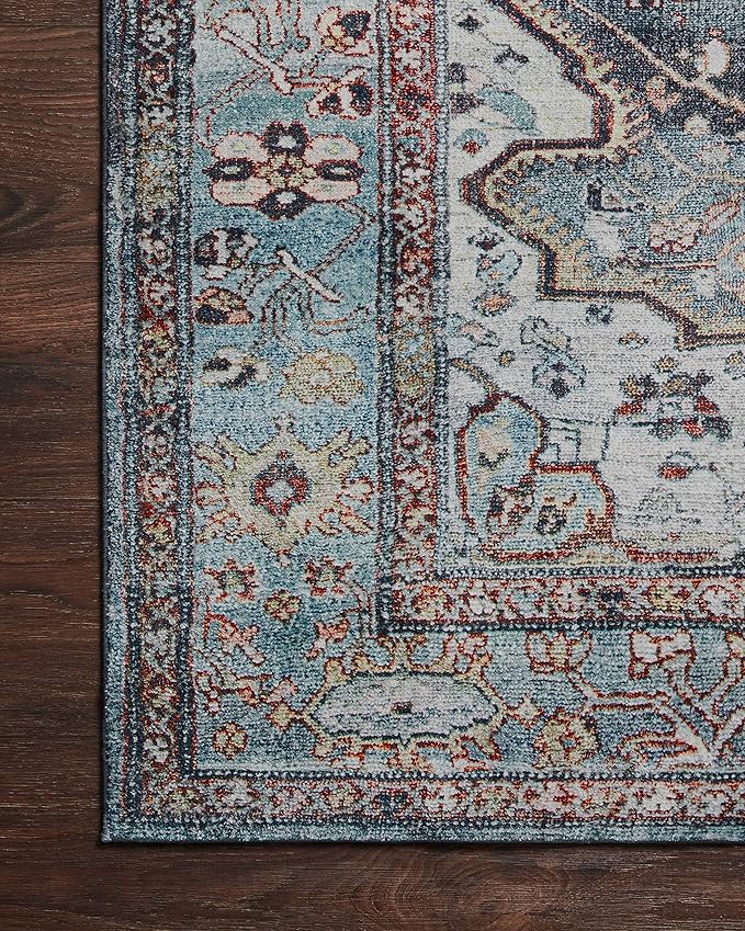 Loloi Margot Collection MAT-05 Ocean/Brick 2'-6" x 11'-6" Runner Rug feat. CloudPile, No-Shed Easy Clean Large Patterned Area Rug for Living Room, Bedroom, Dining Area