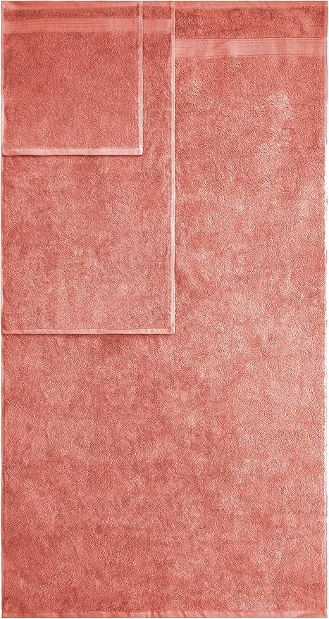 American Veteran Towel, 6 Piece Towel Set for Bathroom, 100% Cotton Turkish Bathroom Towels, 2 Bath Towels 2 Hand Towels 2 Washcloths, Coral