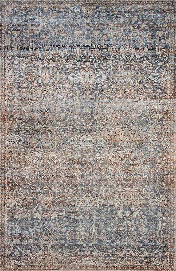 Loloi Chris Loves Julia Jules Collection JUL-06 Denim/Spice 2'-6'' x 12'-0'', .13" Pile Height, Runner Rug