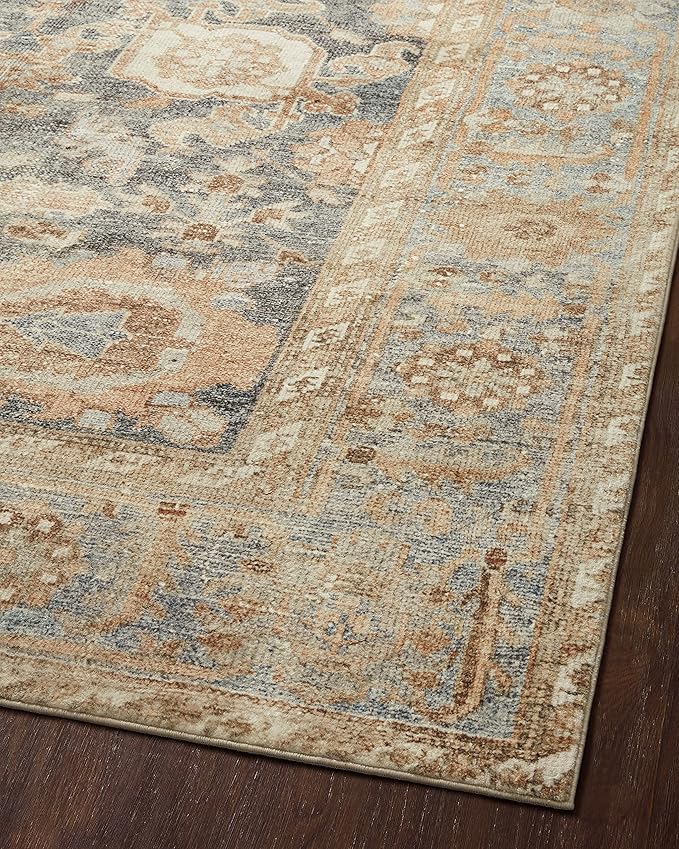 Loloi Margot Collection MAT-03 Ocean/Spice 3'-6" x 5'-6" Accent Rug feat. CloudPile, No-Shed Easy Clean Large Patterned Area Rug for Living Room, Bedroom, Dining Area