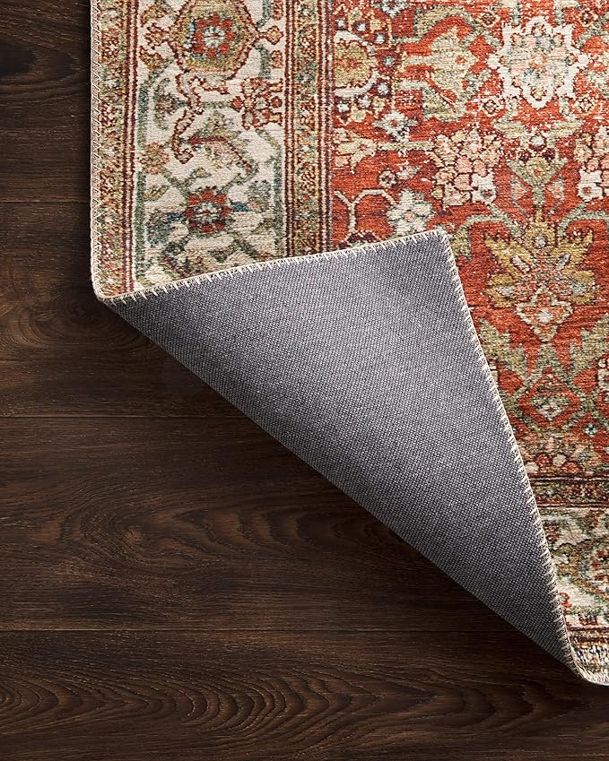 Loloi Layla Collection LAY-05 Ocean/Multi 9'-0" x 12'-0" .13" Thick Area Rug, Soft, Durable, Vintage Inspired, Distressed, Low Pile, Non-Shedding, Easy Clean, Printed, Living Room Rug