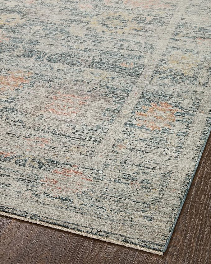 Loloi Magnolia Home by Joanna Gaines Millie Collection MIE-01 Blue/Multi 3'-6" x 5'-6", .25" Pile Height, Accent Rug