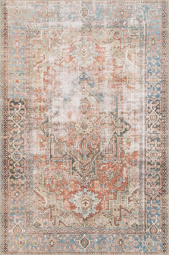 Loloi Loren Collection LQ-15 Terracotta/Sky 2'-3" x 3'-9" Accent Rug