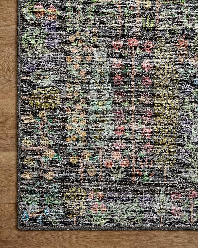 Loloi Rifle Paper Co. Maison Collection MAO-07 Charcoal 5'-0" x 5'-0" Round, .19" Pile Height, Accent Rug