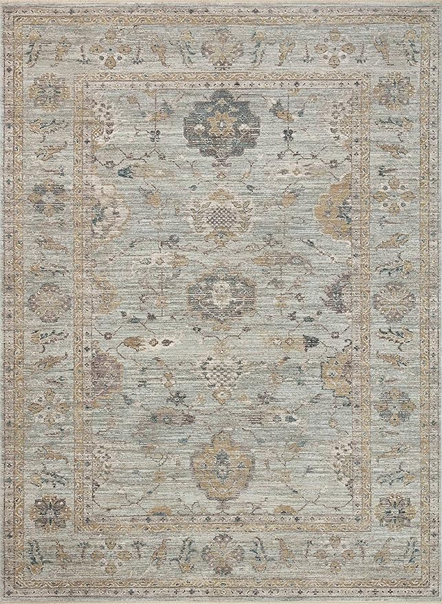 Loloi Magnolia Home by Joanna Gaines Millie Collection MIE-02 Sky/Gold 7'-10" x 10', .25" Pile Height, Area Rug