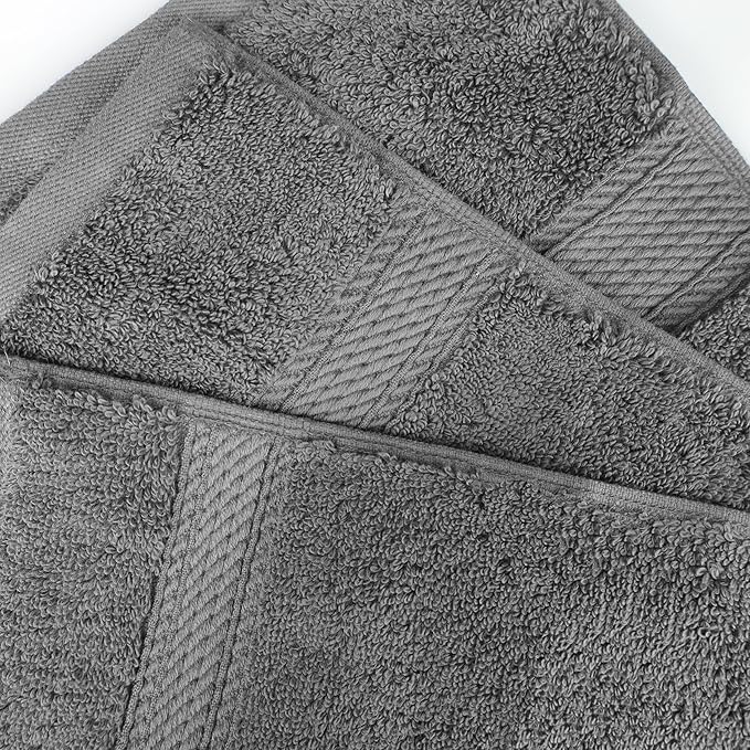 Superior Egyptian Cotton Pile Bath Sheet Set of 2, Ultra Soft Luxury Towels, Thick Plush Essentials, Absorbent Heavyweight, Guest Bath, Hotel, Spa, Home Bathroom, Shower Basics, Charcoal