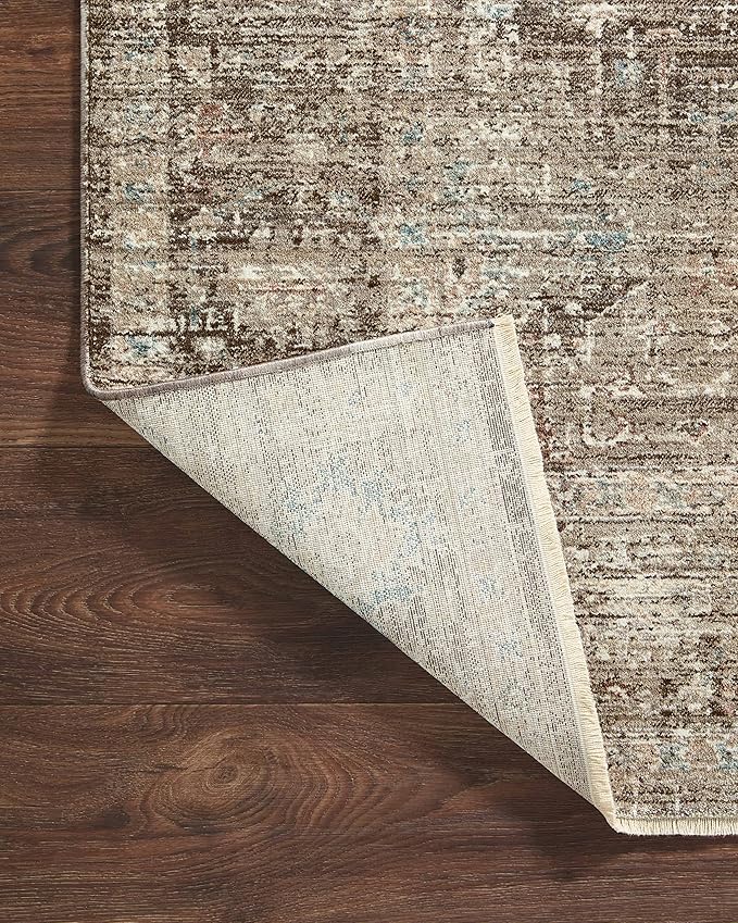 Loloi Magnolia Home by Joanna Gaines Millie Collection MIE-03 Charcoal/Dove 5'-3" x 5'-3", .25" Pile Height, Round Area Rug