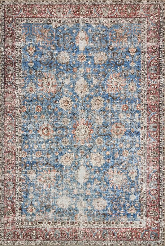Loloi Loren Collection LQ-01 Blue/Brick 5'-0" x 7'-6" Area Rug