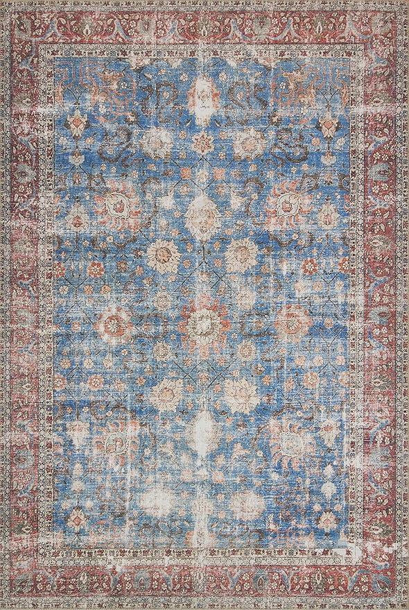 Loloi Loren Collection LQ-01 Blue/Brick 2'-6" x 7'-6" Runner Rug