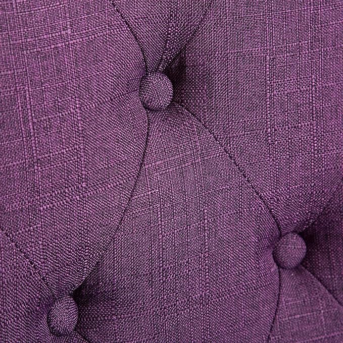 Roundhill Furniture Habit Solid Wood Tufted Parsons Purple Dining Chair, Set of 2